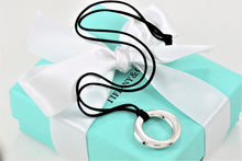 Load image into Gallery viewer, Tiffany &amp; Co. Elsa Peretti Silver Medium Sevillana Pendant Silk Cord Necklace
