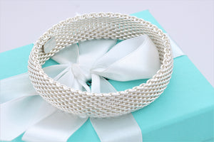 Tiffany & Co. Somerset Mesh Silver Bangle Bracelet