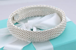 Tiffany & Co. Somerset Mesh Silver Bangle Bracelet