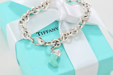 Load image into Gallery viewer, Tiffany &amp; Co. Silver Blue Enamel Stocking Charm Bracelet
