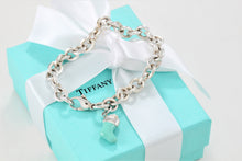 Load image into Gallery viewer, Tiffany &amp; Co. Silver Blue Enamel Stocking Charm Bracelet
