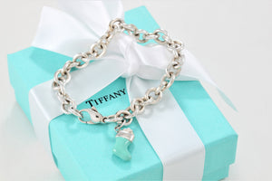 Tiffany & Co. Silver Blue Enamel Stocking Charm Bracelet