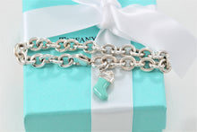 Load image into Gallery viewer, Tiffany &amp; Co. Silver Blue Enamel Stocking Charm Bracelet

