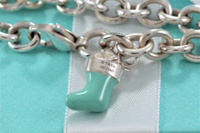 Load image into Gallery viewer, Tiffany &amp; Co. Silver Blue Enamel Stocking Charm Bracelet
