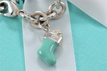Load image into Gallery viewer, Tiffany &amp; Co. Silver Blue Enamel Stocking Charm Bracelet
