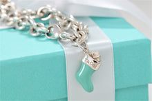 Load image into Gallery viewer, Tiffany &amp; Co. Silver Blue Enamel Stocking Charm Bracelet

