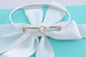 Tiffany & Co. 18K Gold & Silver Double Circle Hook Bangle Bracelet