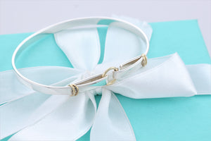 Tiffany & Co. 18K Gold & Silver Double Circle Hook Bangle Bracelet