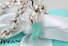 Load image into Gallery viewer, Tiffany &amp; Co. Silver Blue Enamel Stocking Charm Bracelet
