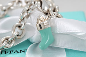 Tiffany & Co. Silver Blue Enamel Stocking Charm Bracelet