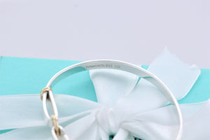 Tiffany & Co. 18K Gold & Silver Double Circle Hook Bangle Bracelet
