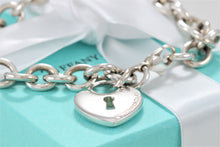 Load image into Gallery viewer, Tiffany &amp; Co. Silver Large Heart Keyhole Charm Bracelet
