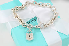 Load image into Gallery viewer, Tiffany &amp; Co. Silver Wavy Textured Keyhole Padlock Charm Bracelet

