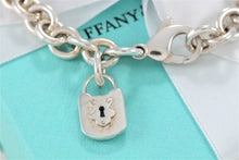 Load image into Gallery viewer, Tiffany &amp; Co. Silver Wavy Textured Keyhole Padlock Charm Bracelet
