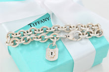 Load image into Gallery viewer, Tiffany &amp; Co. Silver Wavy Textured Keyhole Padlock Charm Bracelet
