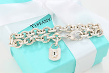 Load image into Gallery viewer, Tiffany &amp; Co. Silver Wavy Textured Keyhole Padlock Charm Bracelet
