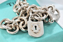 Load image into Gallery viewer, Tiffany &amp; Co. Silver Wavy Textured Keyhole Padlock Charm Bracelet

