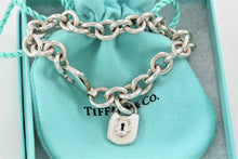 Load image into Gallery viewer, Tiffany &amp; Co. Silver Wavy Textured Keyhole Padlock Charm Bracelet
