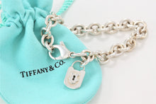 Load image into Gallery viewer, Tiffany &amp; Co. Silver Wavy Textured Keyhole Padlock Charm Bracelet
