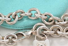 Load image into Gallery viewer, Tiffany &amp; Co. Silver Wavy Textured Keyhole Padlock Charm Bracelet
