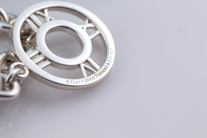 Tiffany & Co. Atlas Silver Roman Numerals Medallion Toggle Necklace