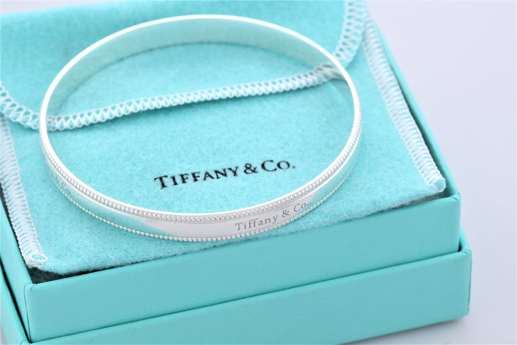 Tiffany & Co. Silver Yours ''Tiffany & Co.'' Beaded Edge Bangle Bracelet