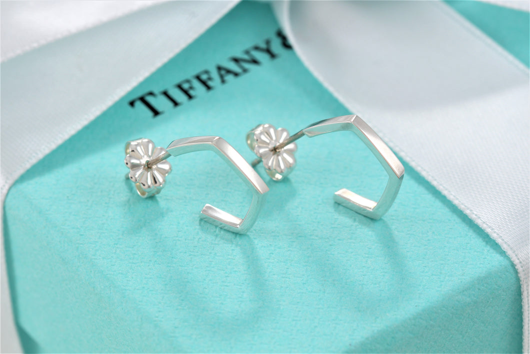 Tiffany & Co. Silver Frank Gehry Pentagon Small Hoop Earrings