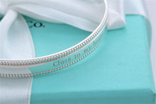 Load image into Gallery viewer, Tiffany &amp; Co. Silver Yours &#39;&#39;Close To My Heart&#39;&#39; Beaded Edge Bangle Bracelet
