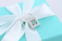 Load image into Gallery viewer, Tiffany &amp; Co. Silver Blue Enamel Heart Padlock Pendant
