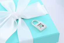 Load image into Gallery viewer, Tiffany &amp; Co. Silver Blue Enamel Heart Padlock Pendant
