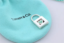 Load image into Gallery viewer, Tiffany &amp; Co. Silver Blue Enamel Heart Padlock Pendant
