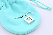 Load image into Gallery viewer, Tiffany &amp; Co. Silver Blue Enamel Heart Padlock Pendant
