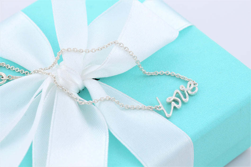Tiffany & Co. Paloma Picasso Silver Graffiti LOVE Script Chain Bracelet