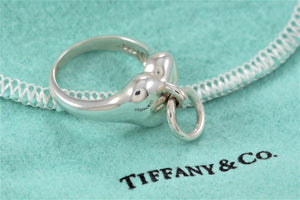 Tiffany & Co. Silver Puffy Heart Door Knocker Ring