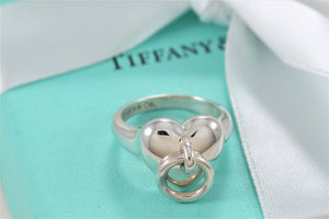 Tiffany & Co. Silver Puffy Heart Door Knocker Ring