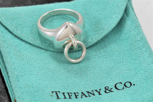 Tiffany & Co. Silver Puffy Heart Door Knocker Ring