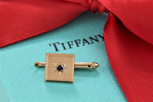 Load image into Gallery viewer, Tiffany &amp; Co. Mens 14K Gold Blue Sapphire Square Shirt Stud
