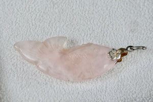 Pink Rose Quartz Carved Fish Pendant