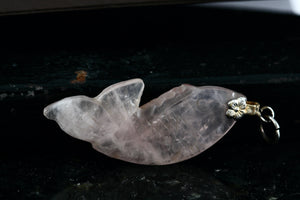 Pink Rose Quartz Carved Fish Pendant