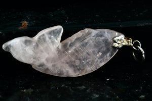 Pink Rose Quartz Carved Fish Pendant