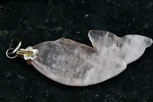 Pink Rose Quartz Carved Fish Pendant