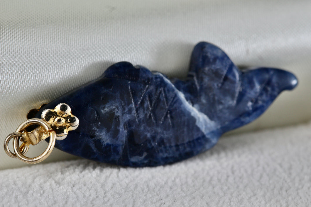 Lapis Lazuli Carved Fish Pendant