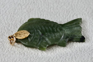 Green Jade Carved Fish Pendant