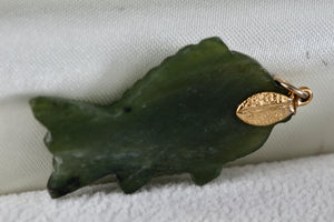 Green Jade Carved Fish Pendant