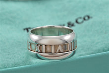 Load image into Gallery viewer, Tiffany &amp; Co. Atlas Silver Roman Numerals Stripe Band Ring
