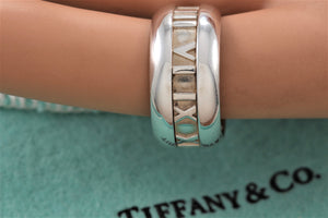 Tiffany & Co. Atlas Silver Roman Numerals Stripe Band Ring