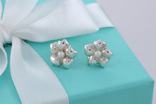 Load image into Gallery viewer, Tiffany &amp; Co. Nature Silver Pearl Flower Stud Earrings
