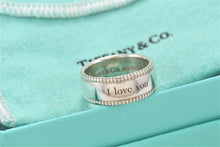 Load image into Gallery viewer, Tiffany &amp; Co. Silver Yours &quot;I Love You&quot; Beaded Edge Ring
