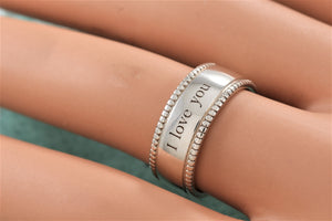 Tiffany & Co. Silver Yours "I Love You" Beaded Edge Ring