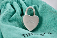 Load image into Gallery viewer, Tiffany &amp; Co. Silver &quot;Naughty or Nice&quot; Enamel Heart Padlock Pendant
